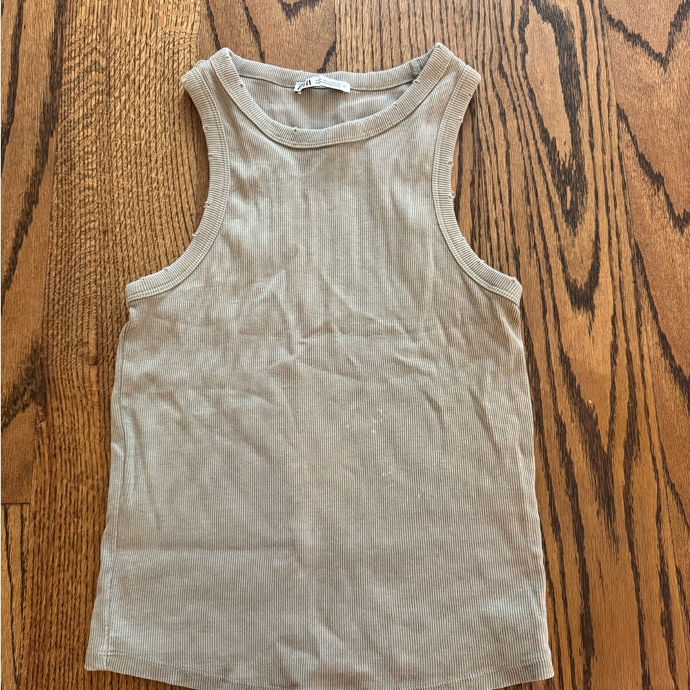 Tan Ribbed Tank Top